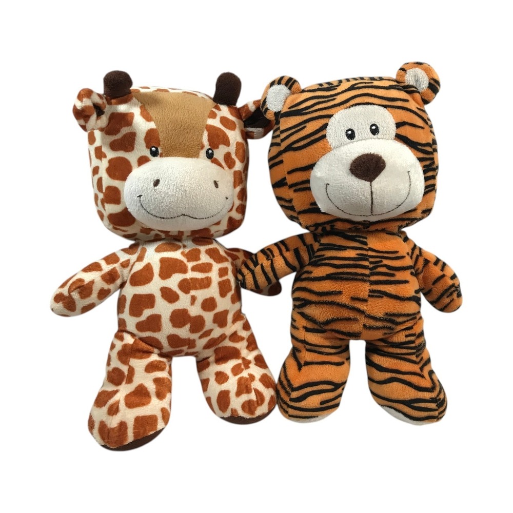 Kellytoy Plush Stuffed Animal Lot Giraffe and Tiger 7 Inch Small‎ Soft Toys 2016